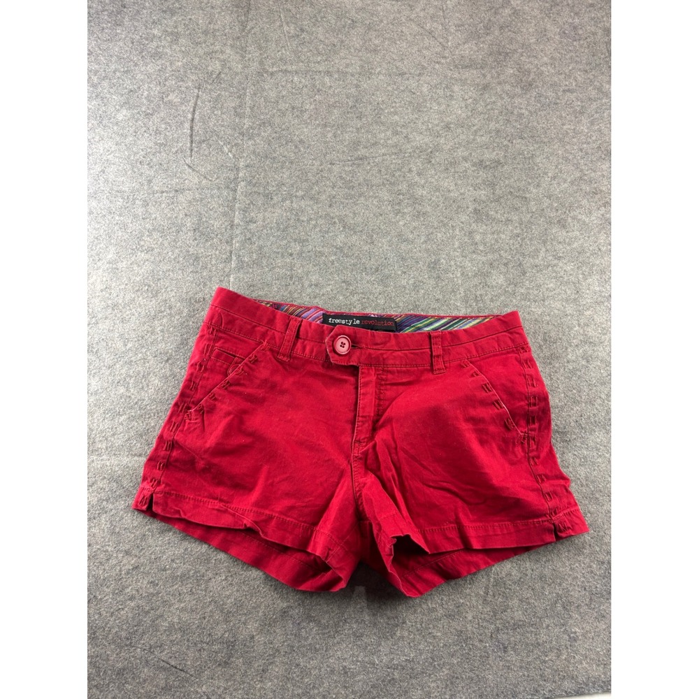 Freestyle Revolution Red Chino Shorts Womens Size 11 Preppy Stretch 2000s y2k